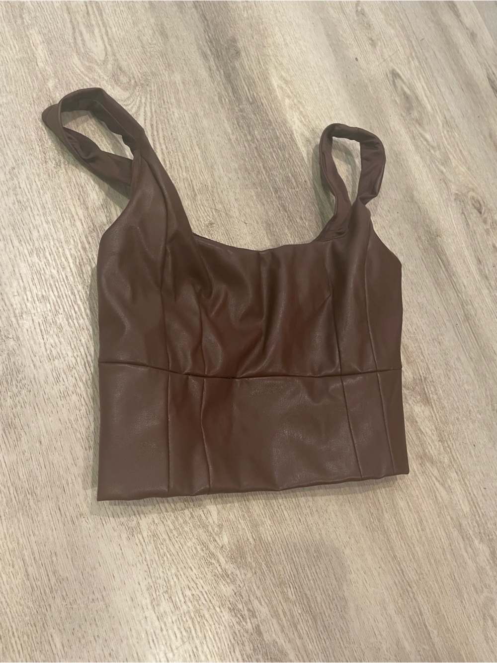 Forever 21 Chocolate Brown Faux Leather Crop Top